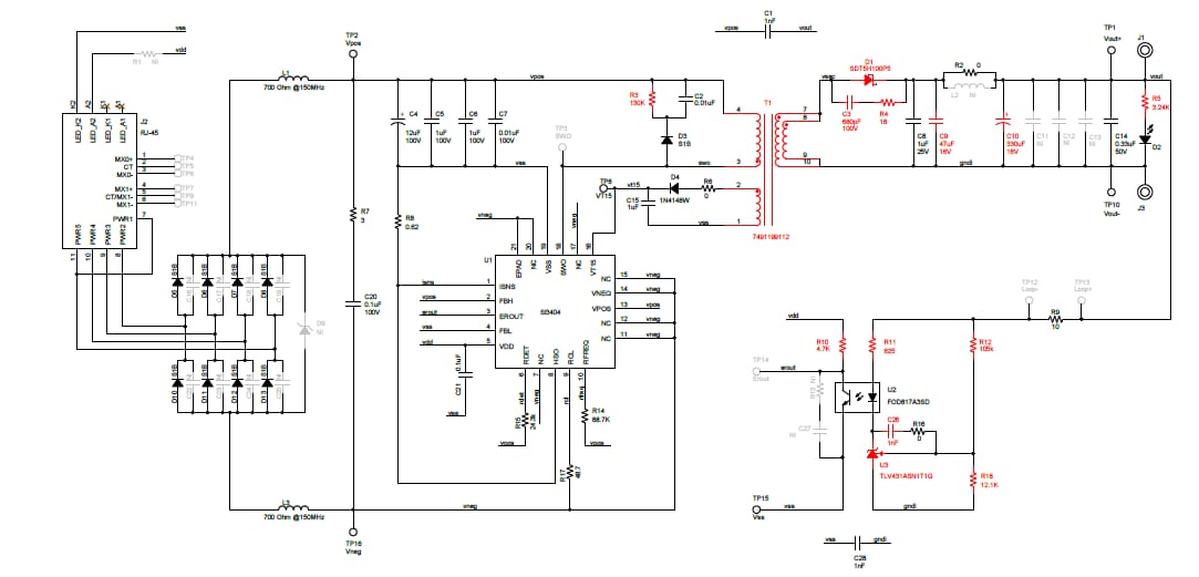 Schaltplan - Skyworks Solutions Inc. SI3404FB12V3KIT 12-V-PoE-PD-Evaluierungskit der Klasse 3